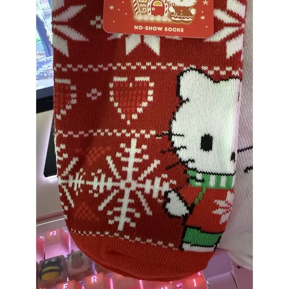 Hello Kitty Women's Christmas Holiday No Show Socks 3 Pack Pair 2024 Sanrio